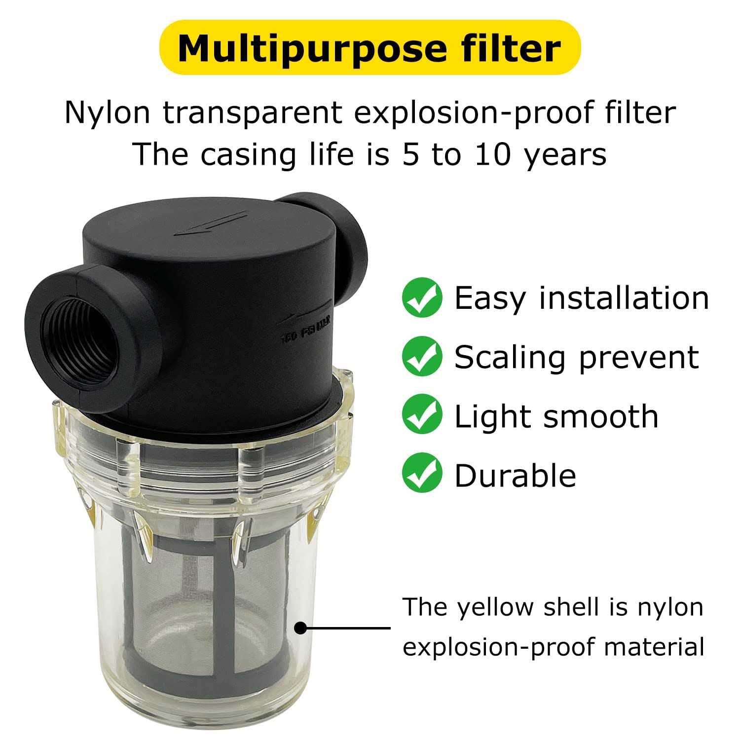 SAFBY 1/2 Female NPT in-Line Strainer with 100 mesh Stainless Steel Filter Screen - Image 3