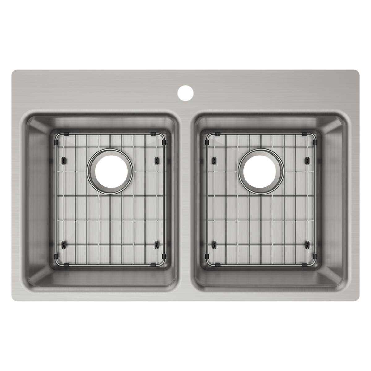 Elkay Greenwood Dual-mount 33-in x 22-in Satin Stainless Steel Double Equal Bowl 1-Hole Kitchen Sink - Image 4