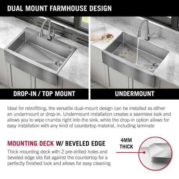 Delta Lenta Retrofit Farmhouse Apron Front 16 Gauge Stainless Steel Single - Image 3