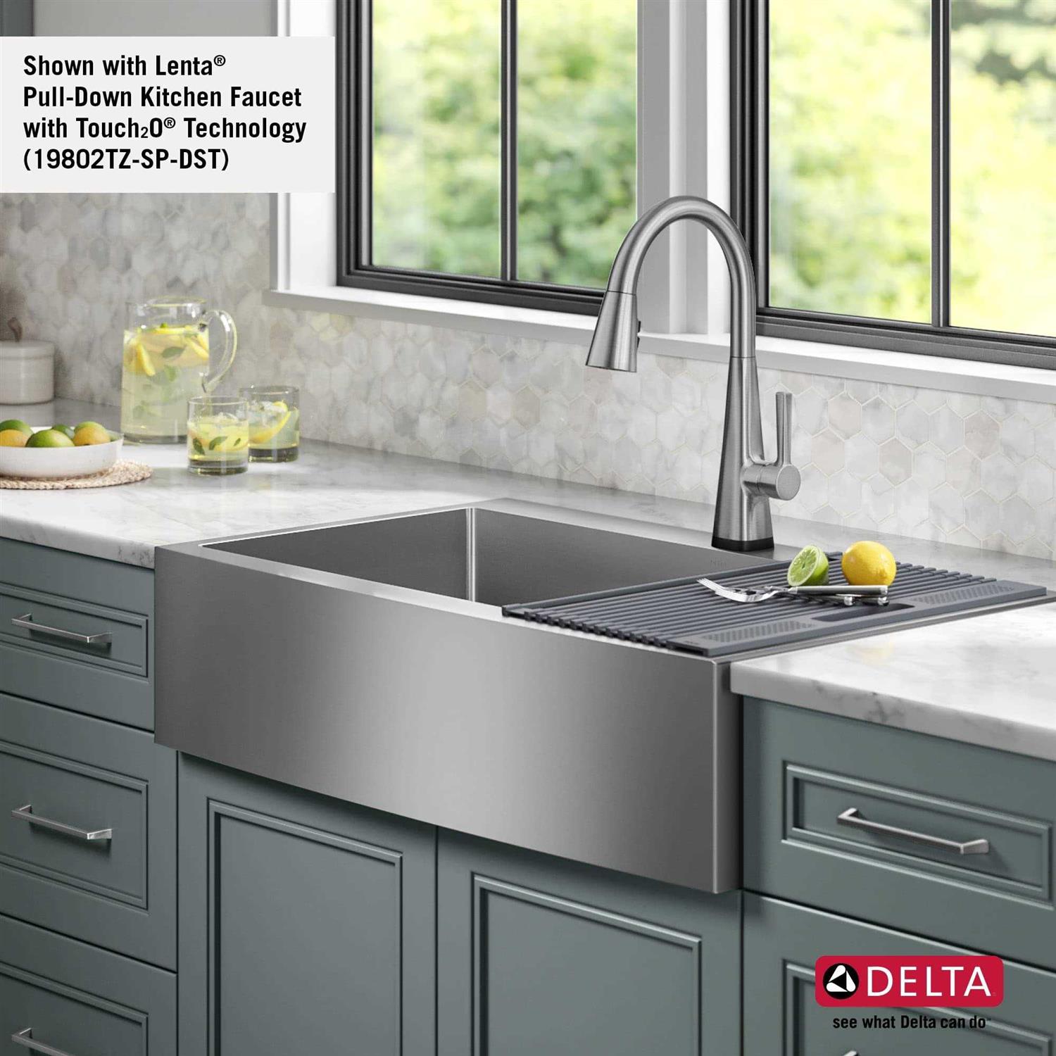 Delta Lenta Retrofit Farmhouse Apron Front 16 Gauge Stainless Steel Single - Image 4