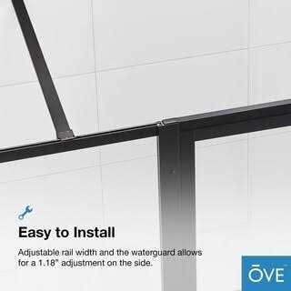 Ove Decors Milano 48 in. x 78.75 in. Framed Fixed Shower Door in Black with Handle - Image 4