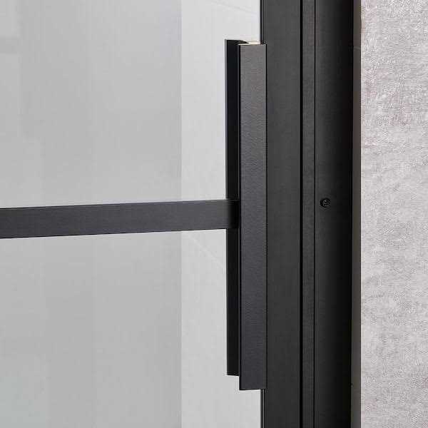 Ove Decors Milano 48 in. x 78.75 in. Framed Fixed Shower Door in Black with Handle - Image 5