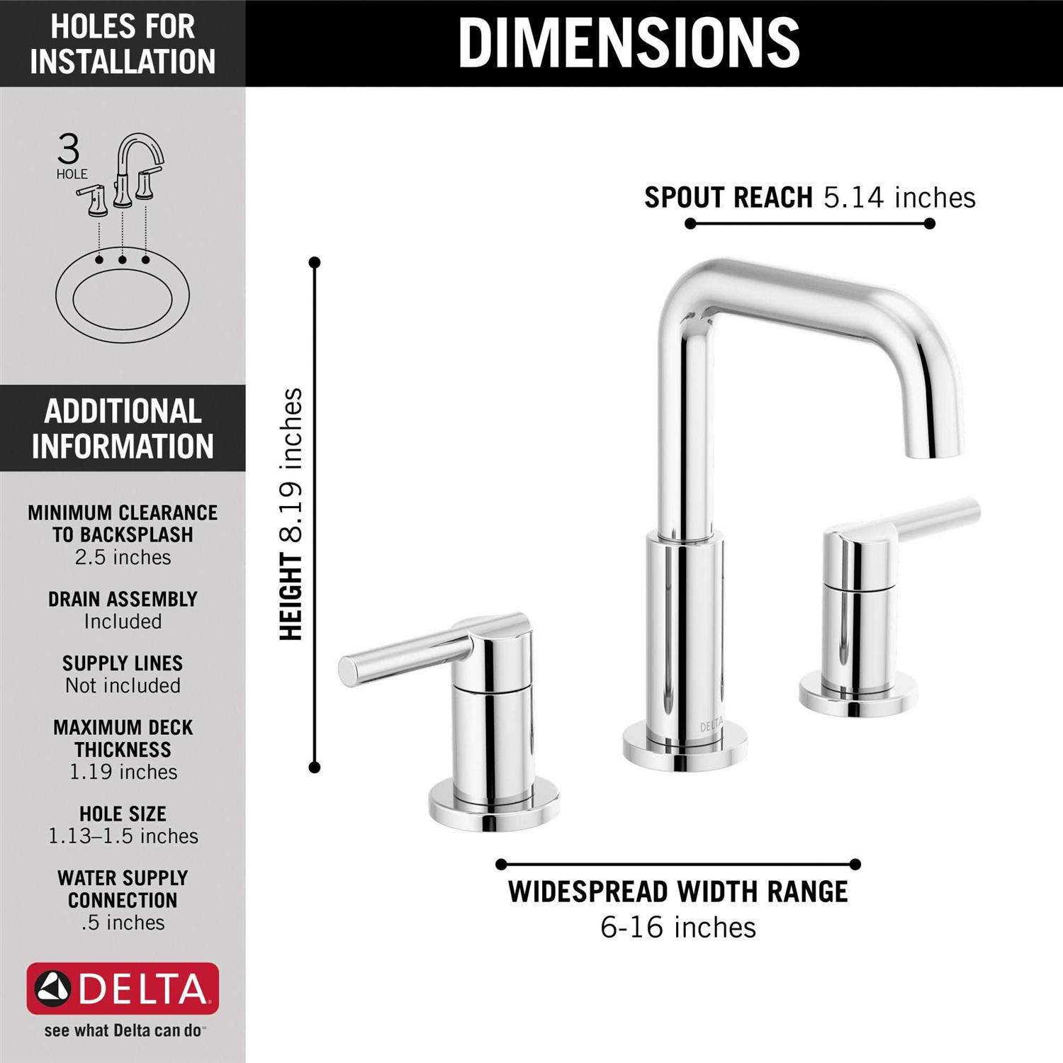 Delta Nicoli Two Handle Widespread Bathroom Faucet - Image 5