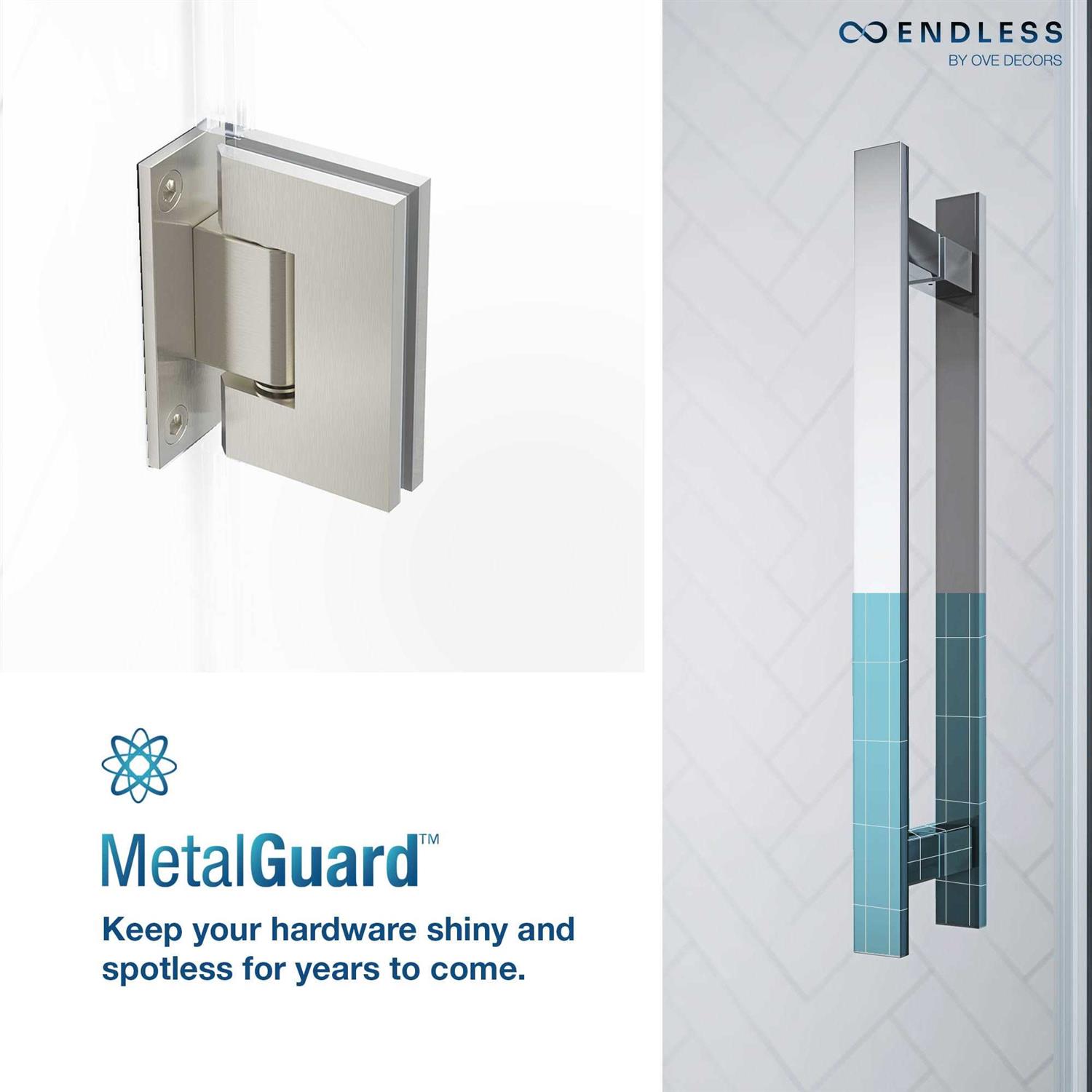 Ove Decors TP0295300 Endless Tampa-Pro 53 7/8 Inch Buttress Corner Frameless Shower Door - Image 5