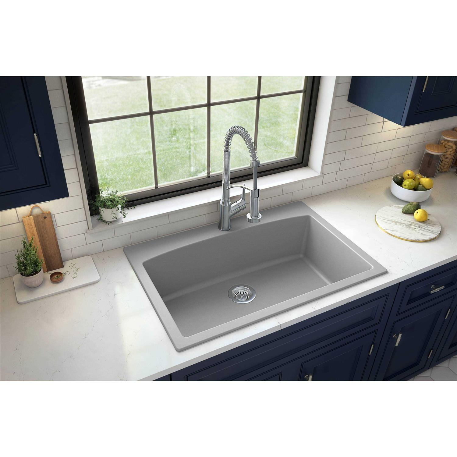Karran QT-712 Drop-In Quartz Composite 33 In. 1-Hole Single Bowl Kitchen Sink - Image 4