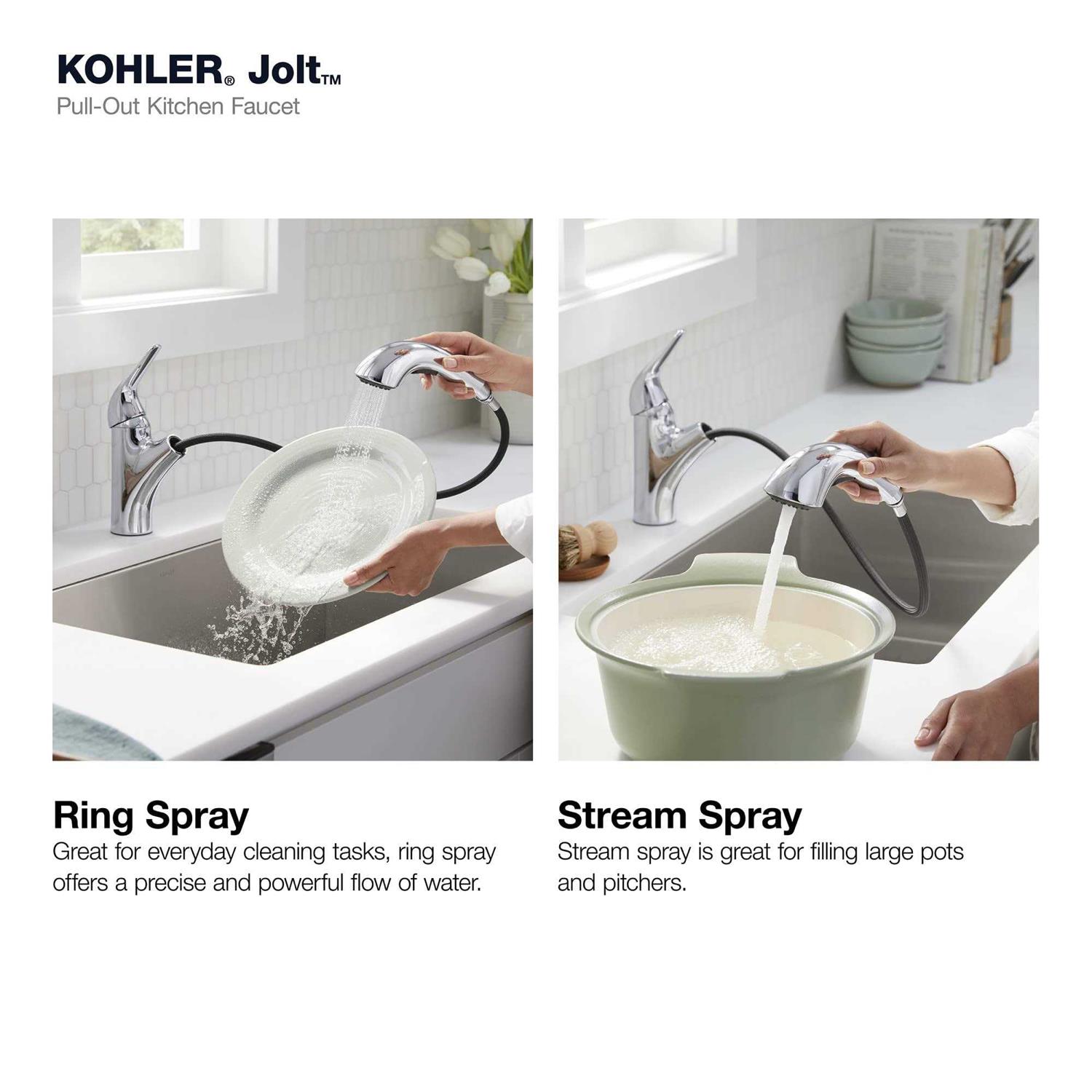 Kohler Jolt Pull-Out Single-Handle Kitchen Sink Faucet - Image 2