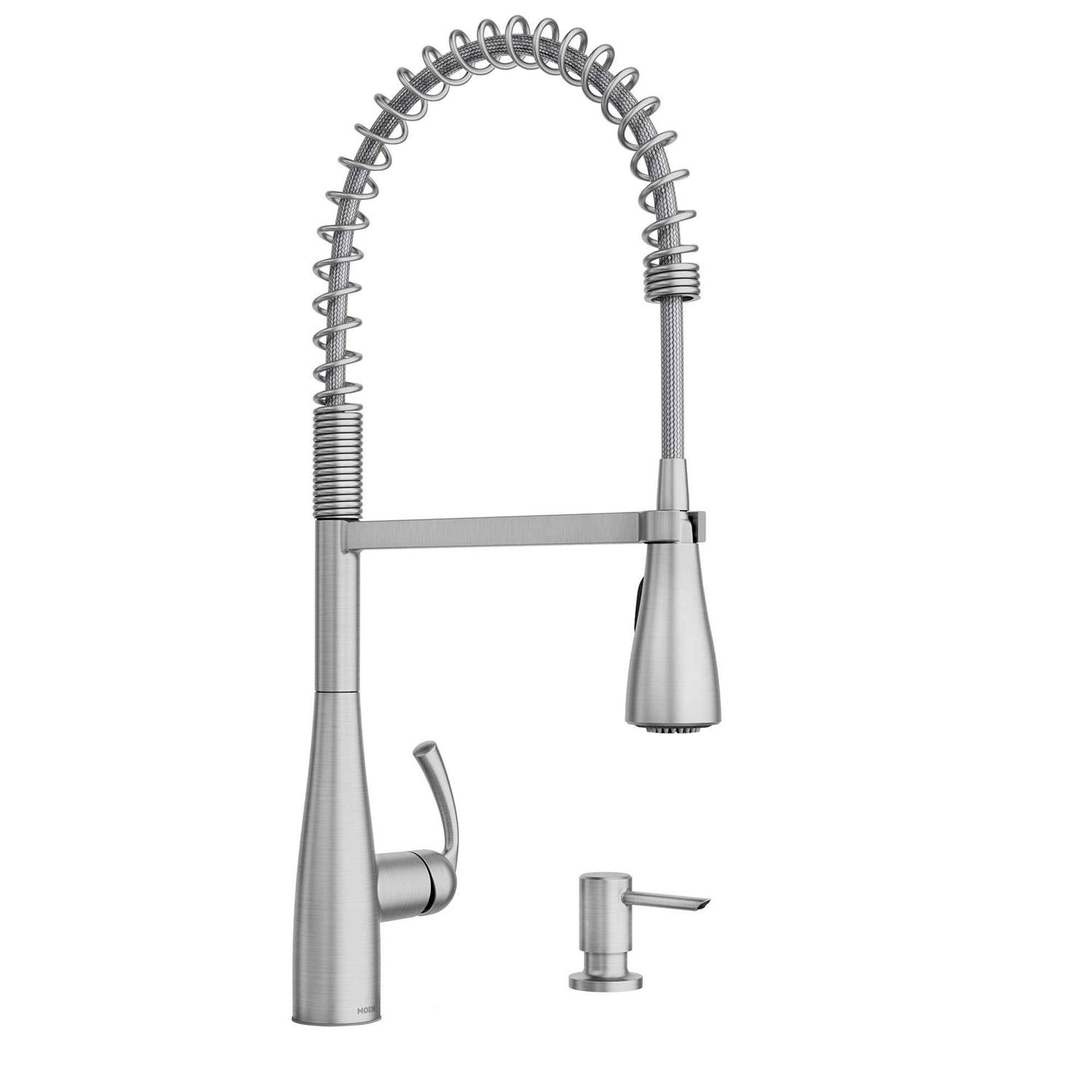 Moen 87814SRS Essie Spring Single-Handle Pull-Down Sprayer Kitchen Faucet with PowerClean in Spot Resist Stainless