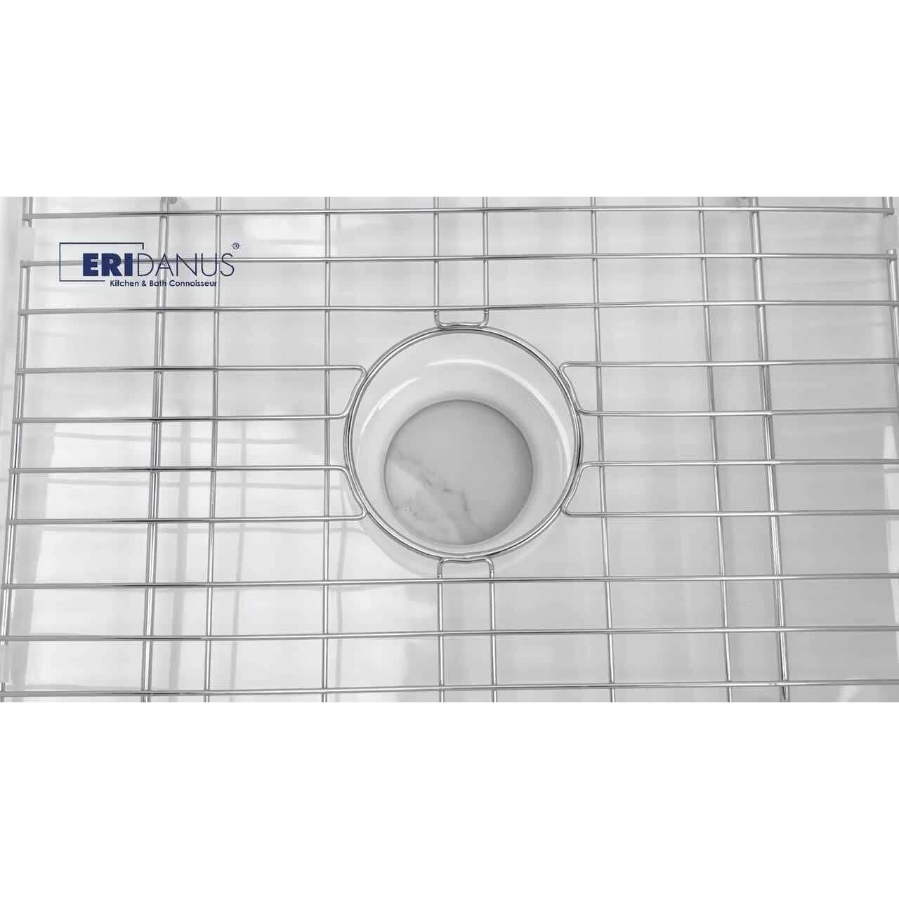 Eridanus Oslo 24 in. Undermount Single Bowl White Ceramic Kitchen Sink with Botton Grid and Basket Strainer - Image 3