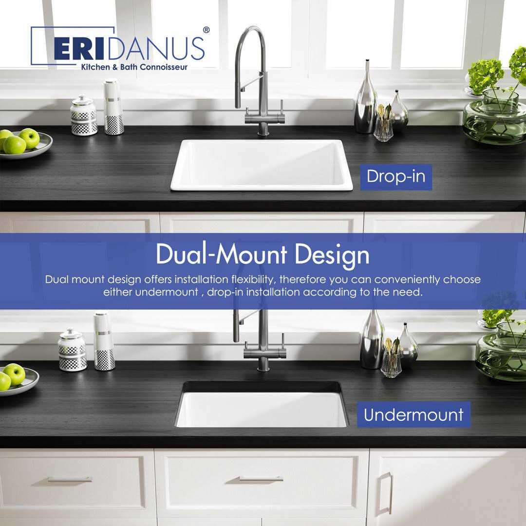 Eridanus Oslo 24 in. Undermount Single Bowl White Ceramic Kitchen Sink with Botton Grid and Basket Strainer - Image 4