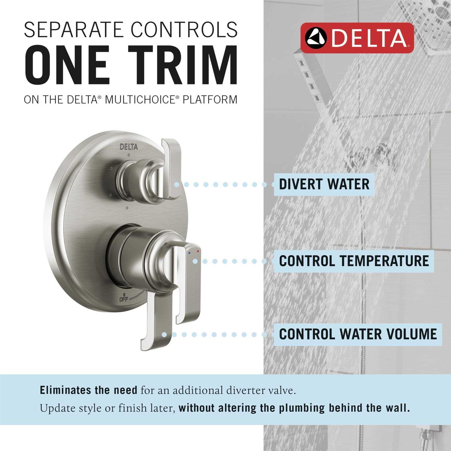 Delta Tetra 17 Series Integrated Diverter Trim with 6-Setting - Image 5