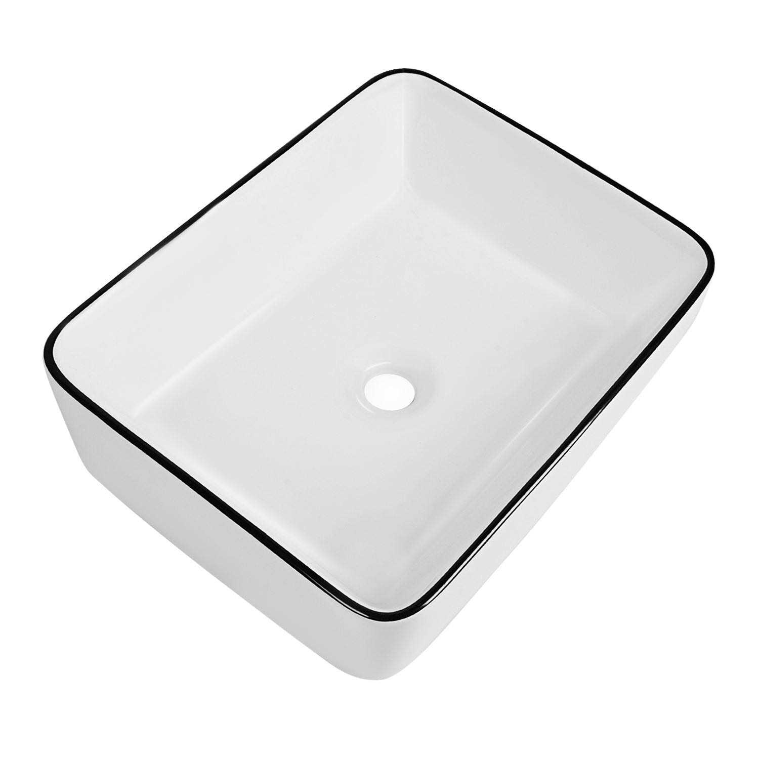 DeerValley DV-1V0002 Ally Black and White Ceramic Rectangular Vessel Bathroom Sink - Image 3