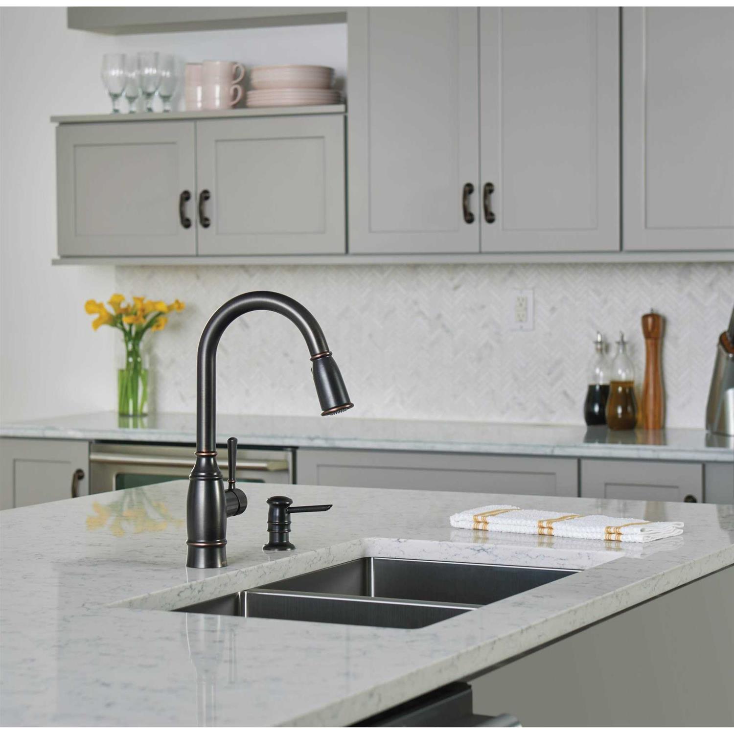 Moen Noell Single-Handle Pull-Down Sprayer Kitchen Faucet Mediterranean Bronze 87791BRB - Image 4