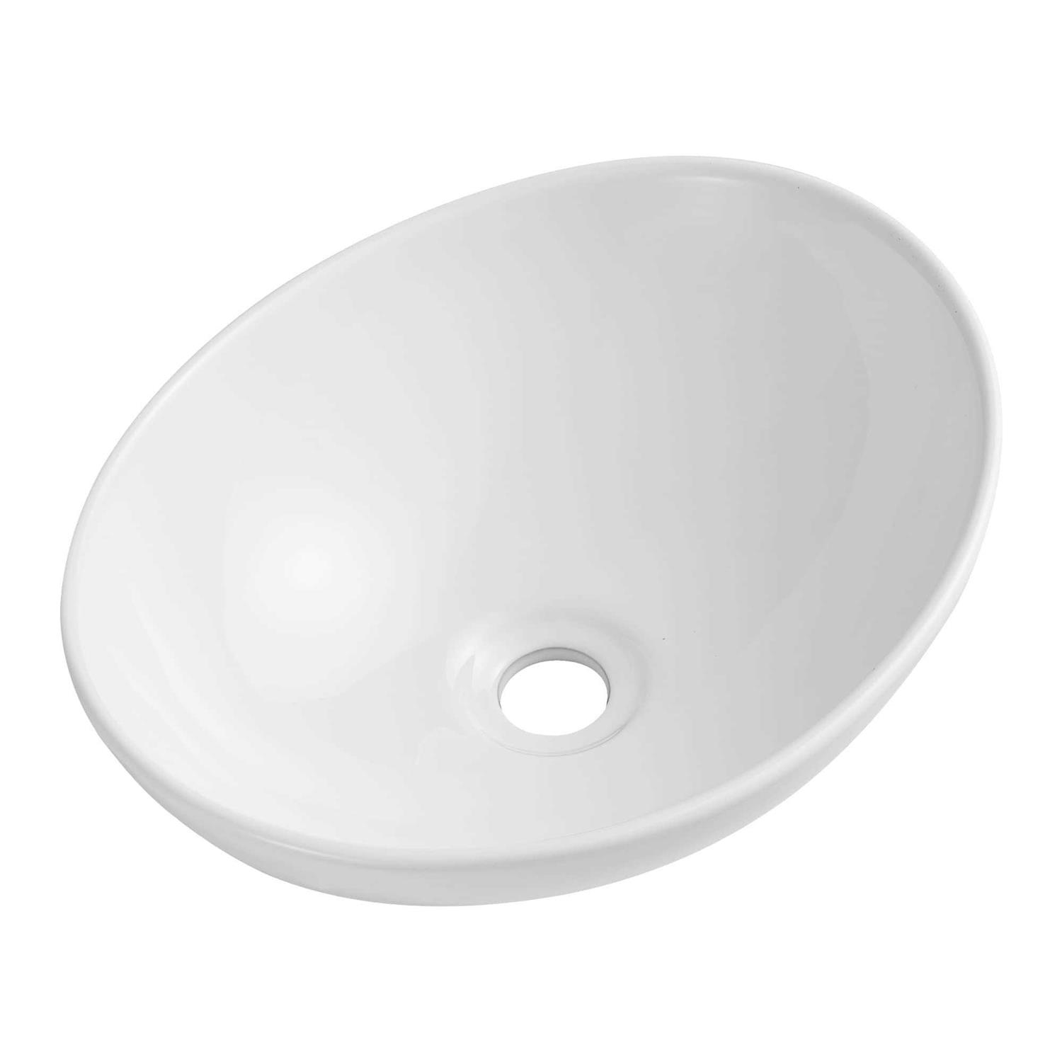 DeerValley DV-1V051 White Ceramic Oval Vessel Bathroom Sink - Image 4