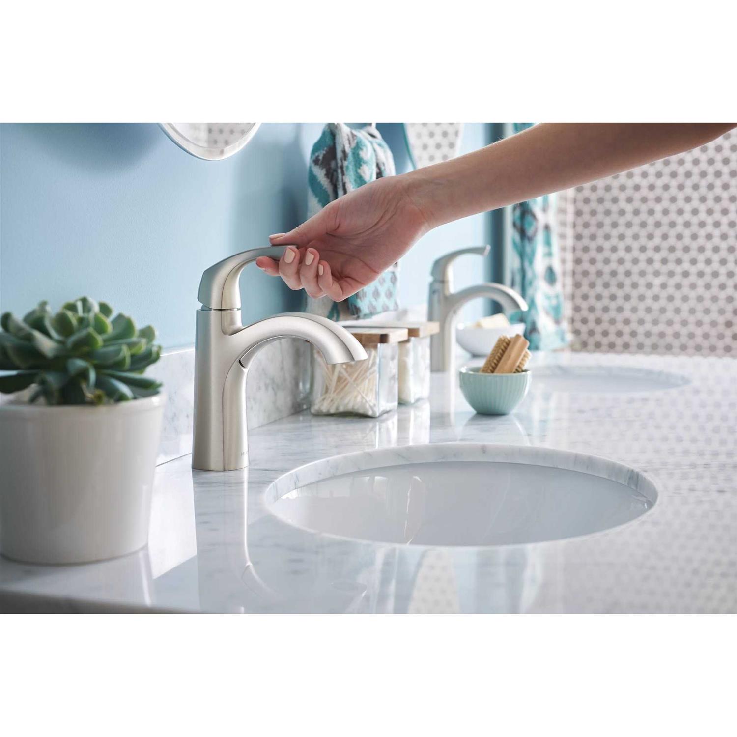 Moen Lindor Brushed Nickel Single Handle Bathroom Faucet 4 - Image 4