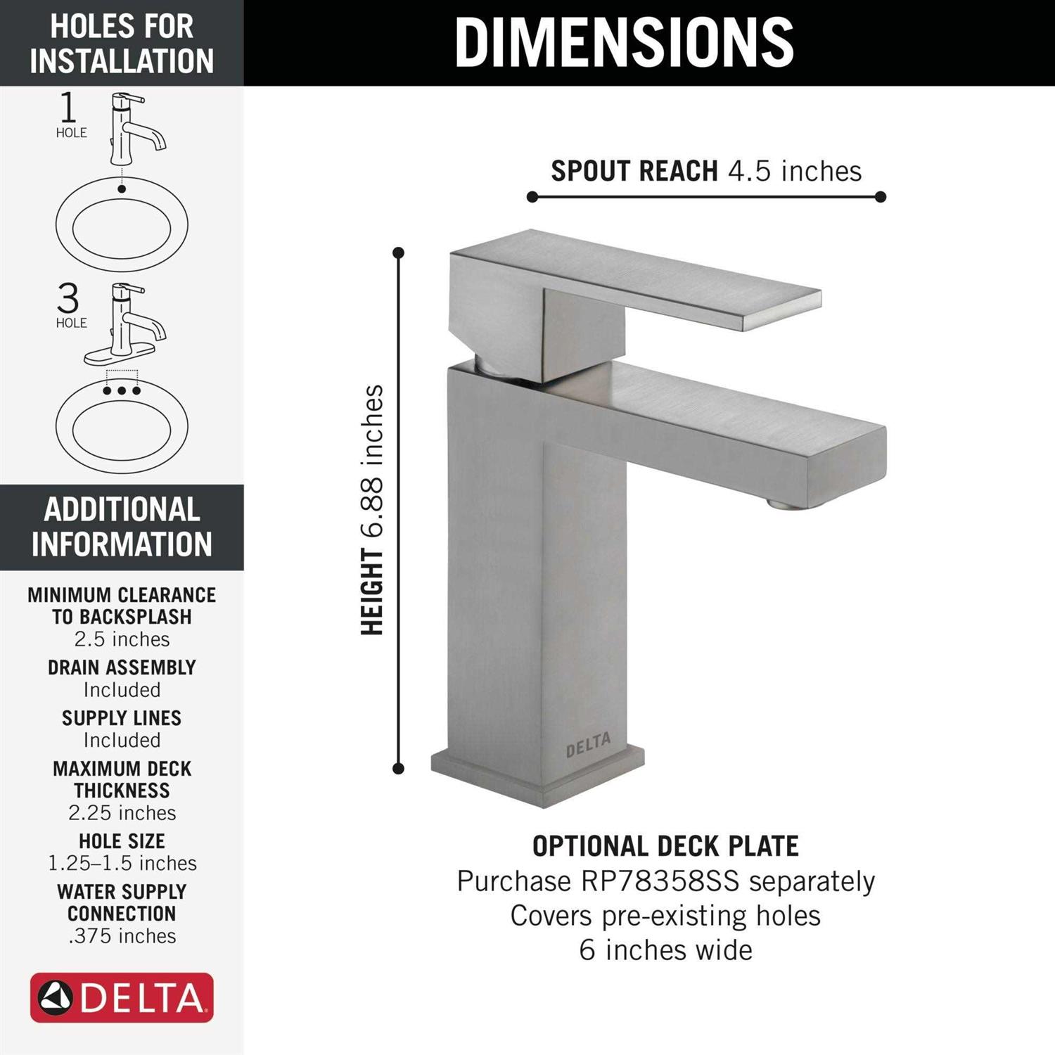 Delta Modern Single Handle Project-Pack Bathroom Faucet 567LF-SSPP - Image 3