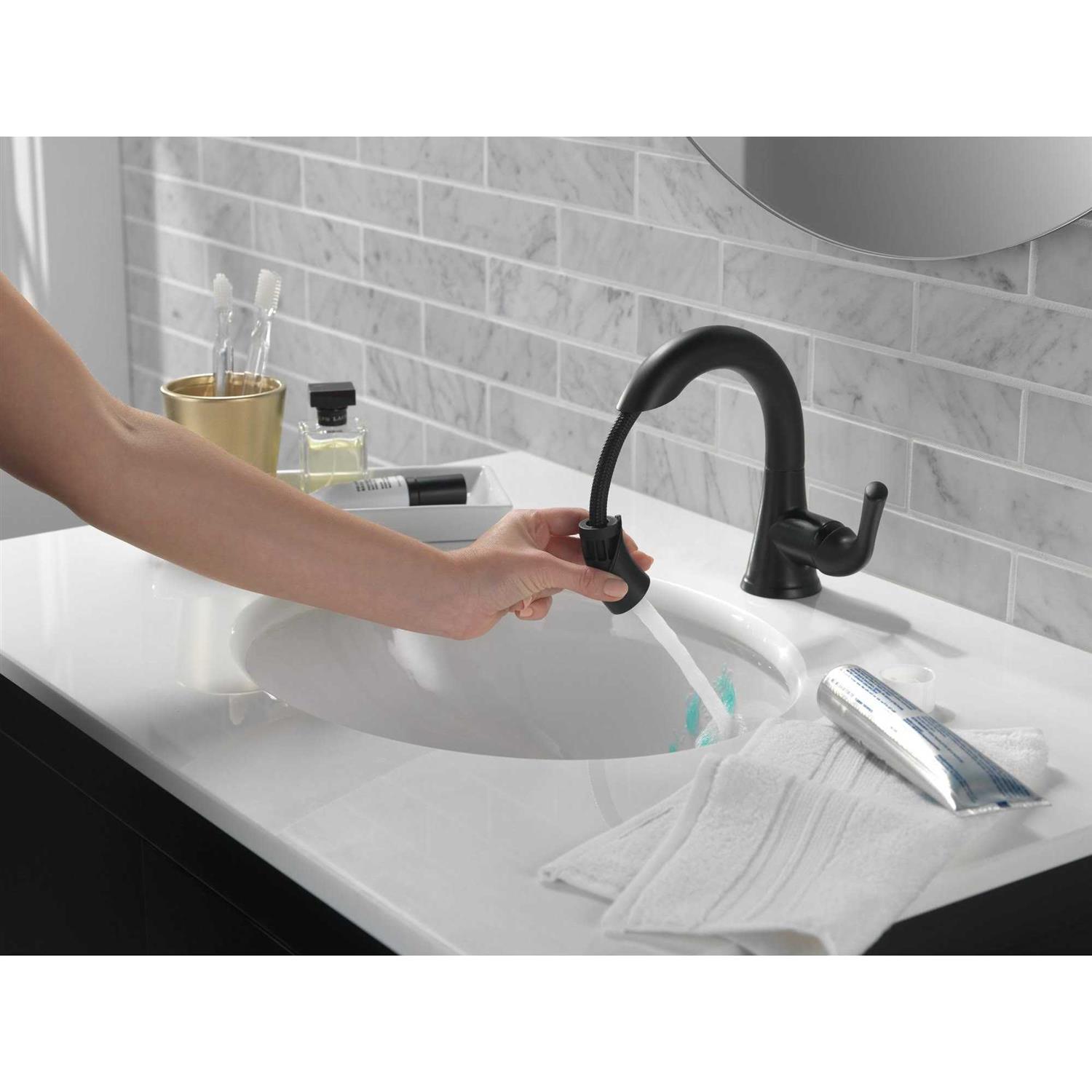 Delta Kayra Single Handle Pull-Down Bathroom Faucet - Image 5