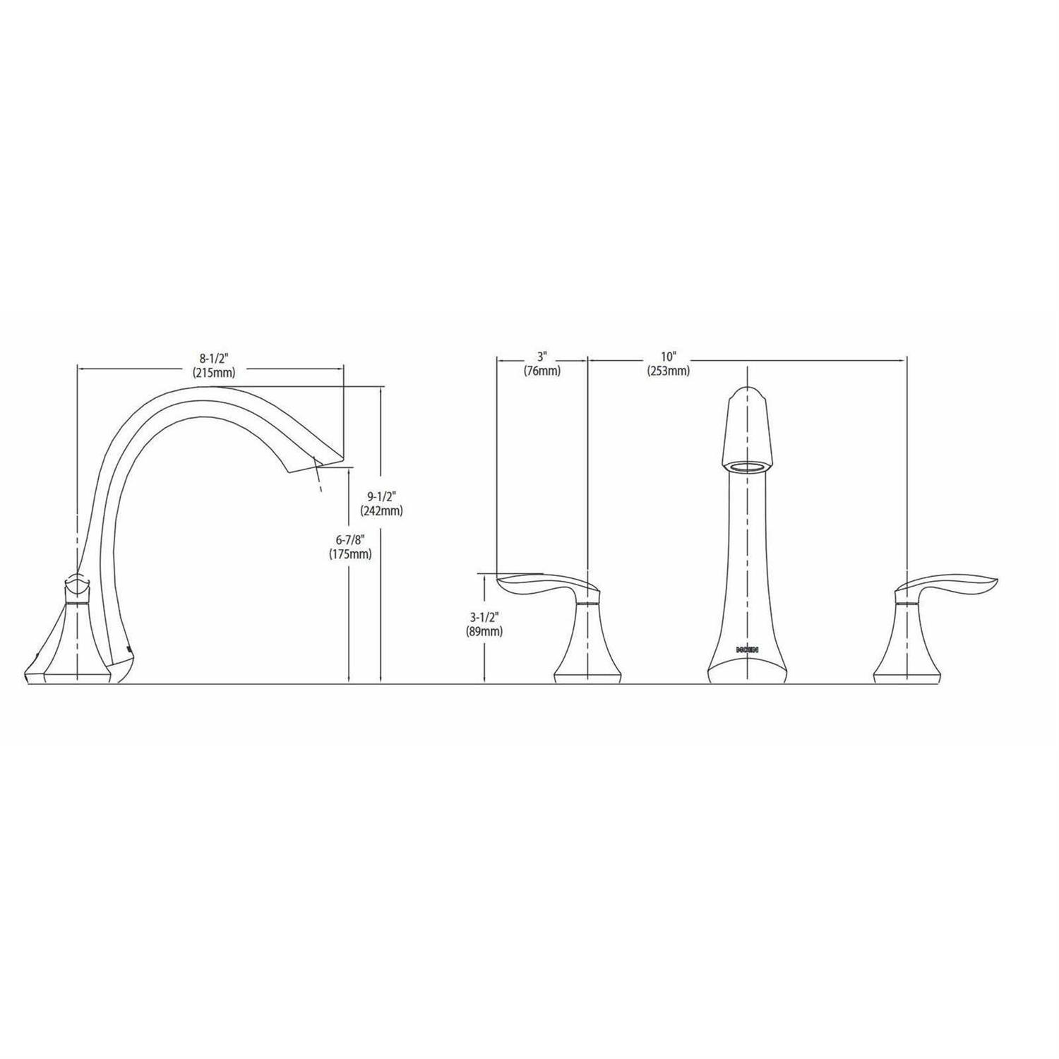 Moen Eva Two Handle Roman Tub Faucet T943 - Image 5