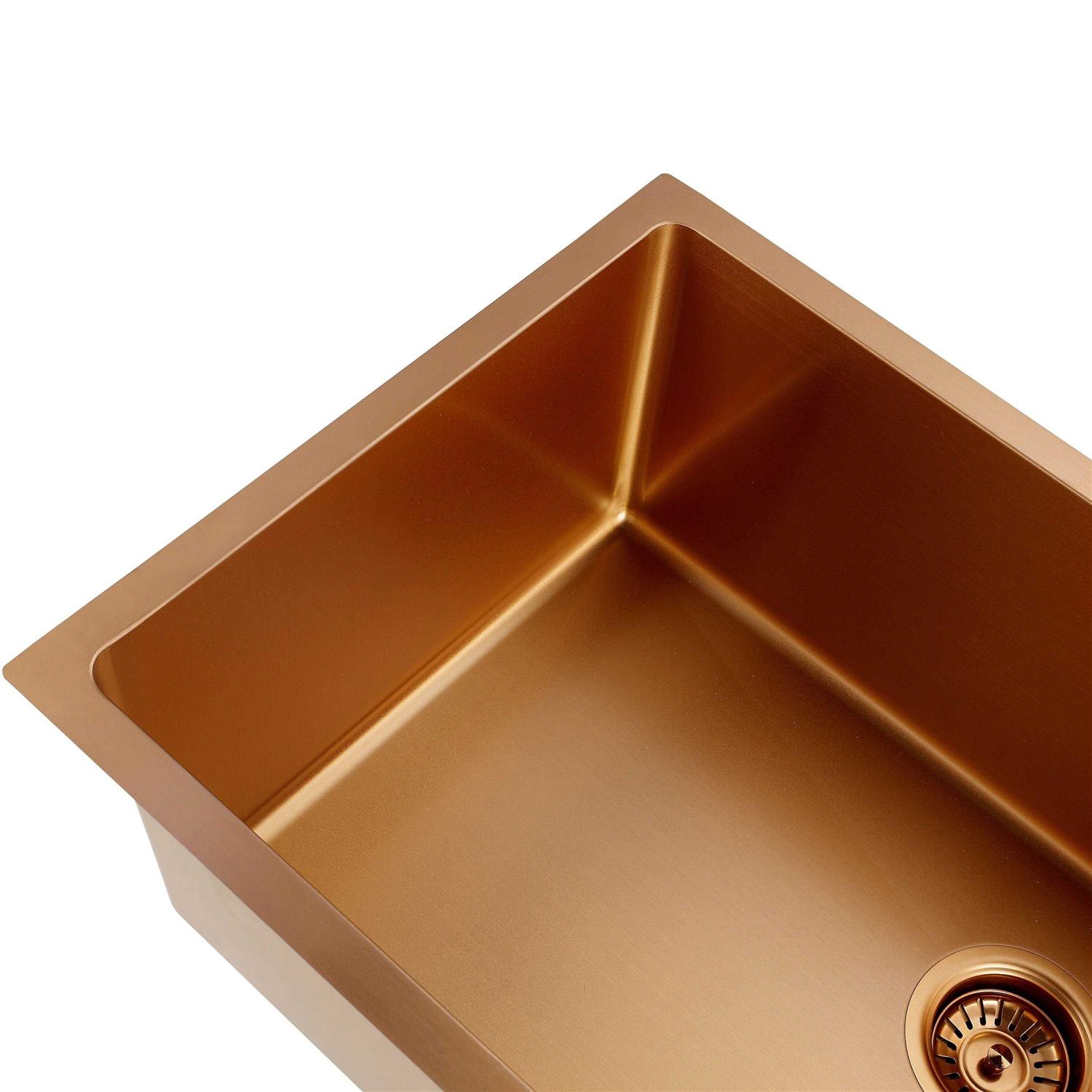 Cb Home Gold Kitchen Sink Undermount Single Bowl Single Basin Drop-in 18 Stainless Steel Deep Sink - Image 5