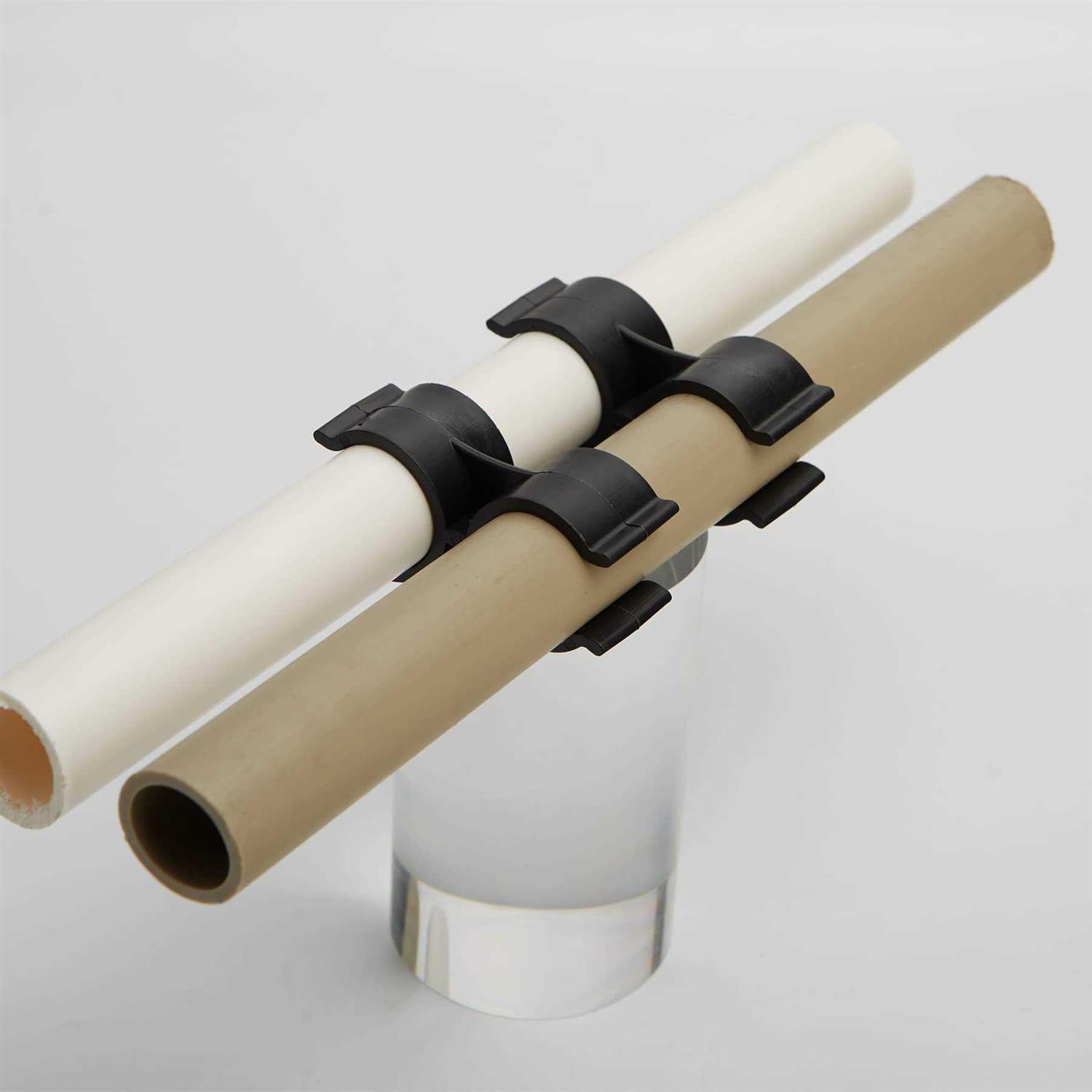 luluxing 20Pcs Black Double Port Pipe Clamps Clips 25mm/1 inch Diameter Shelf Pole Connector Chain Link Fence Panel Clamps - Image 4