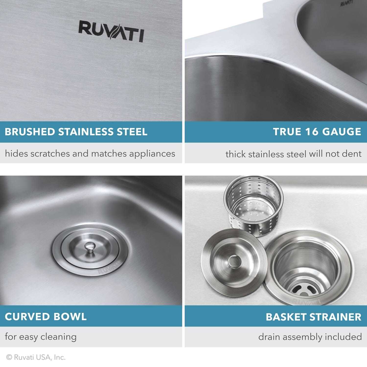 Ruvati 30-inch Undermount 16 Gauge Stainless Steel Kitchen Sink Single Bowl RVM4250 - Image 5