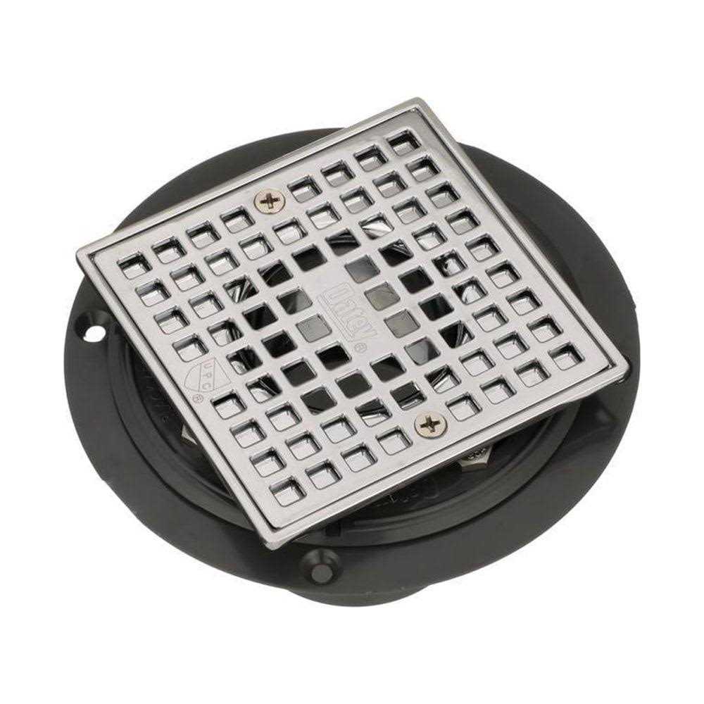 Oatey Round Gray PVC Shower Drain with 4-3/16 in. Square Screw-in Chrome Drain Cover - Image 4