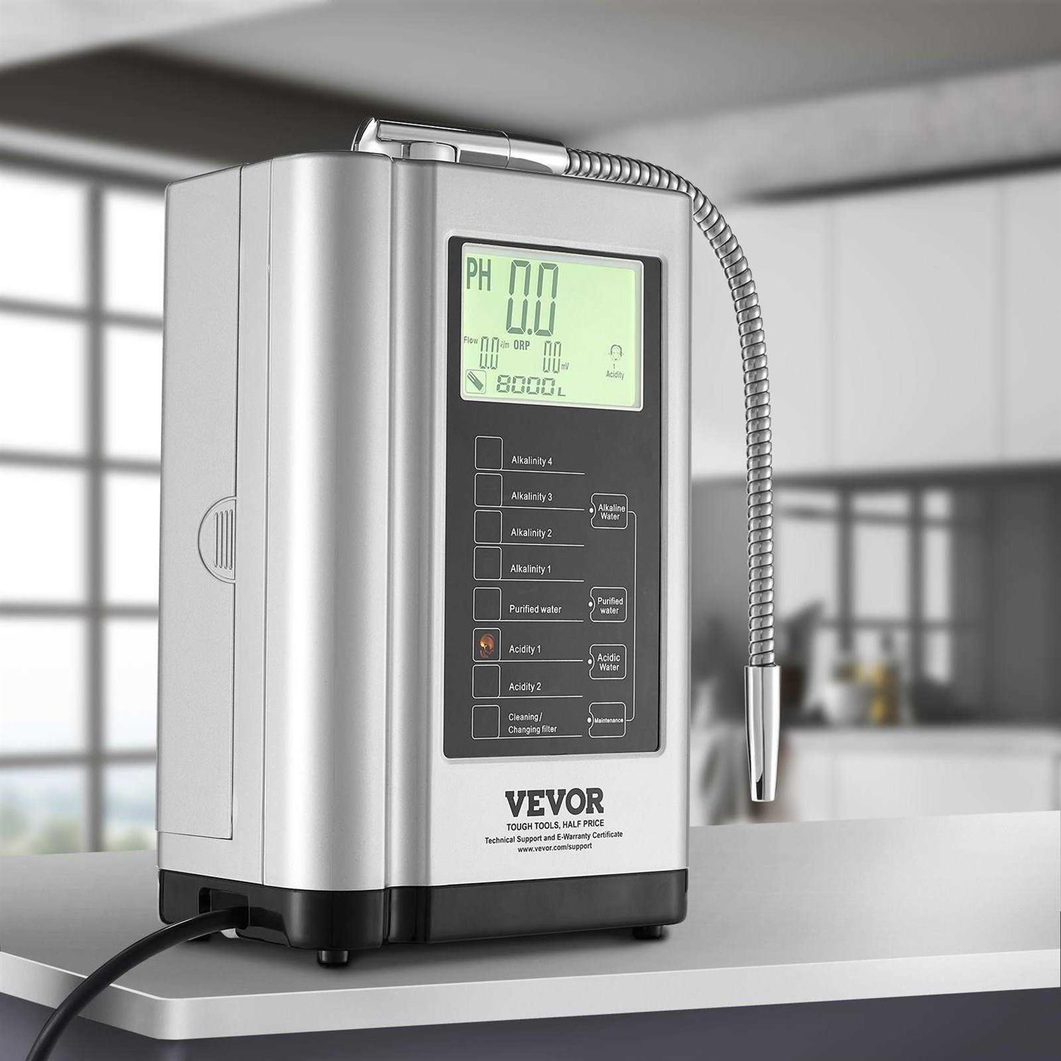 VEVOR Alkaline Water Ionizer Machine pH 3.5-10.5 Alkaline Acidic Hydrogen Water Purifier 7 Water Settings Home Filtration System Up Orp - Image 4