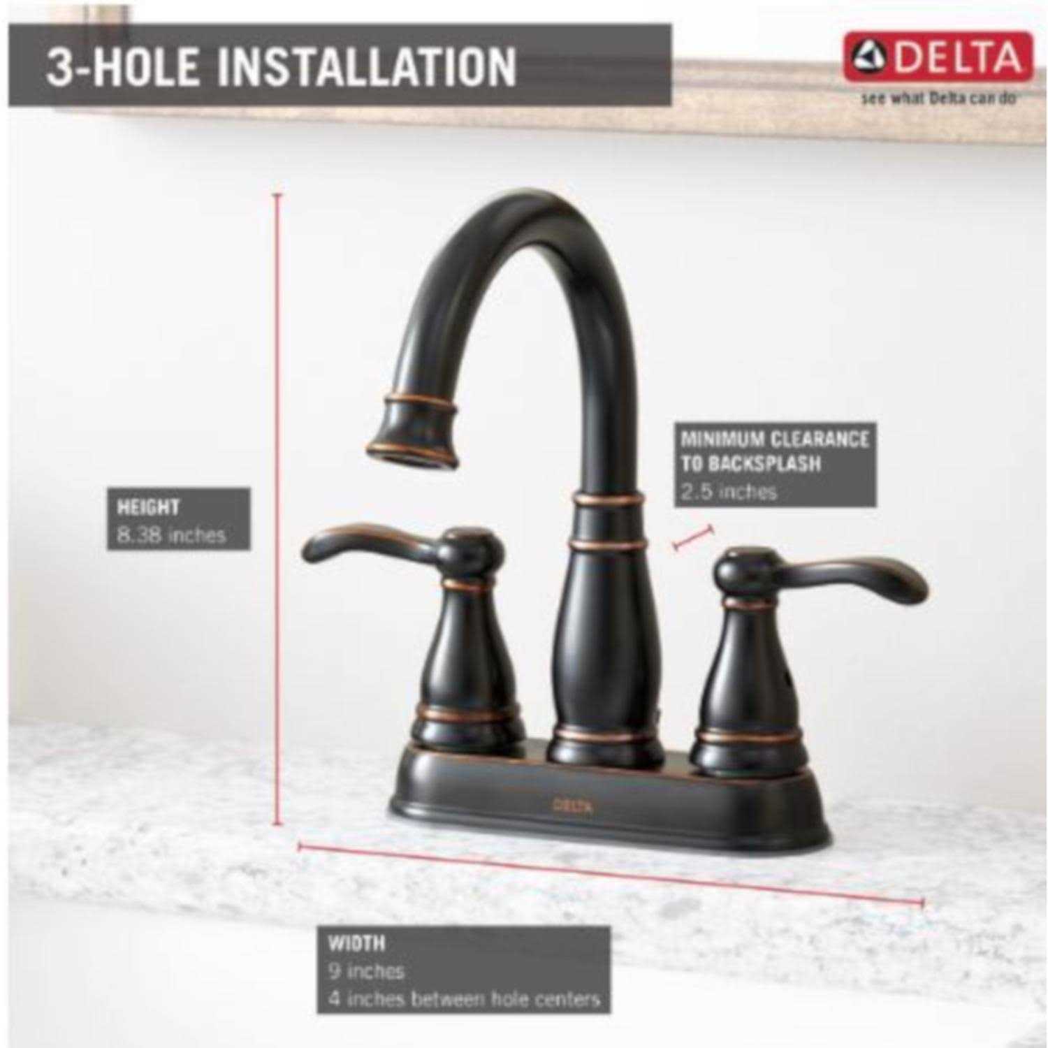Delta Porter Handle Centerset Bathroom Faucet Bronze - Image 3
