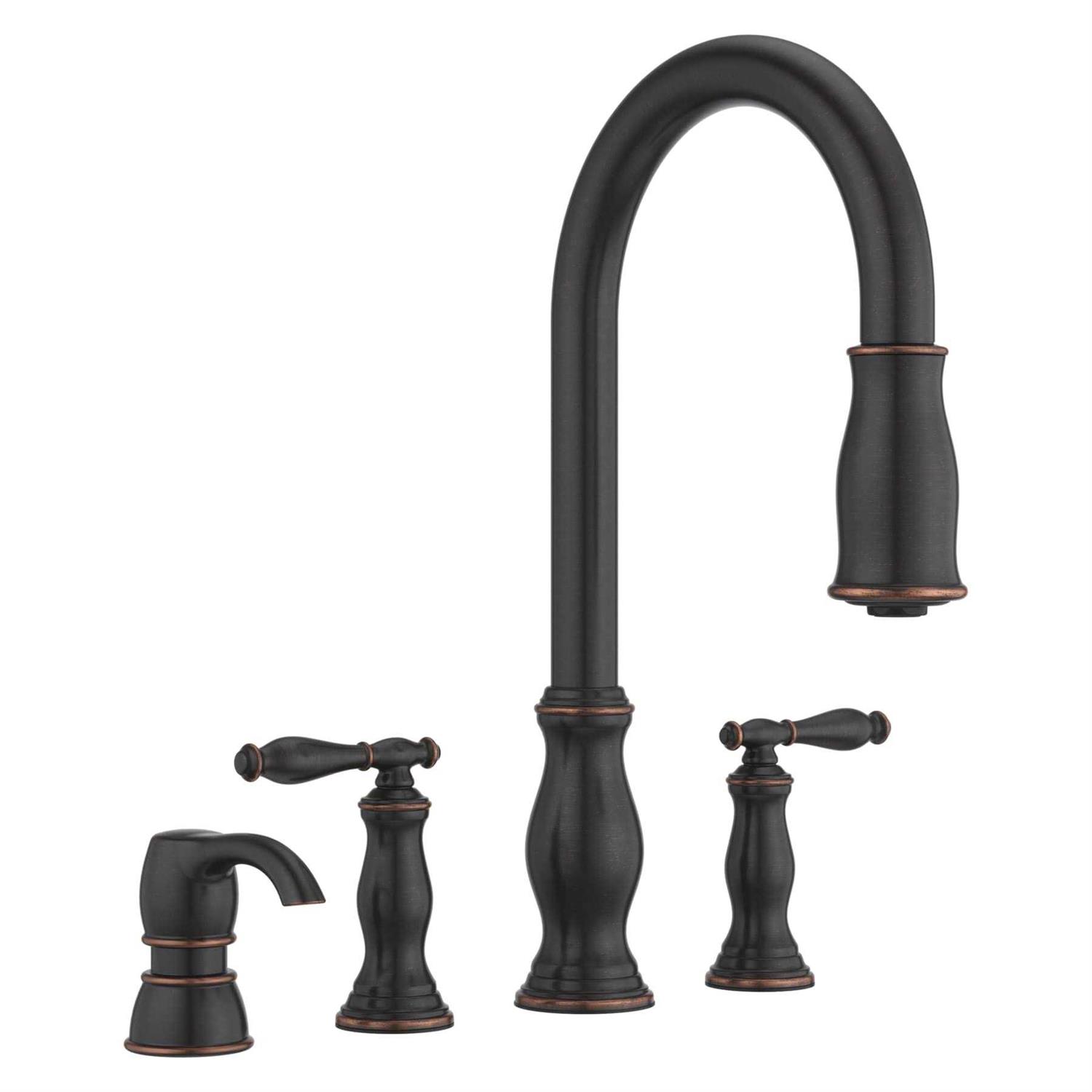 Pfister F-531-4HNY Hanover 2-Handle Pull-Down Kitchen Faucet with Soap Dispenser - Image 3