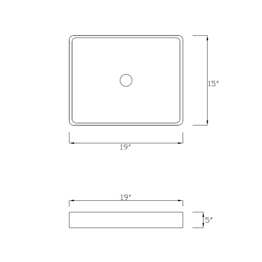 DeerValley DV-1V031 Ally 19 Ceramic Rectangular Bathroom Sink Vessel Sink Sink Finish - Image 3