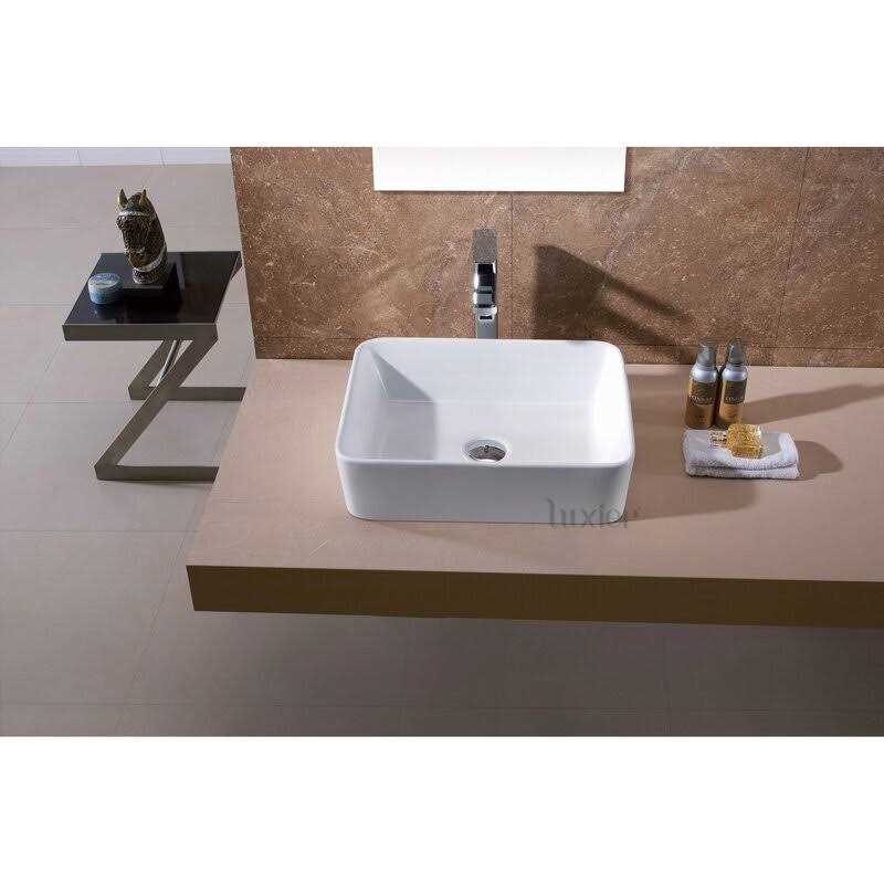 DeerValley DV-1V031 Ally 19 Ceramic Rectangular Bathroom Sink Vessel Sink Sink Finish - Image 5
