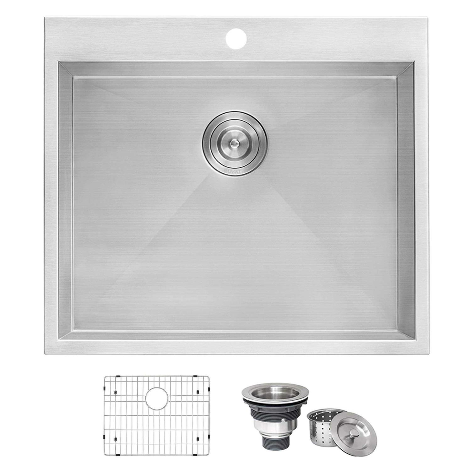 Ruvati Topmount Laundry 22 x 22 x 12 Deep Utility Sink 16 Gauge Stainless Steel RVU6022 - Image 3