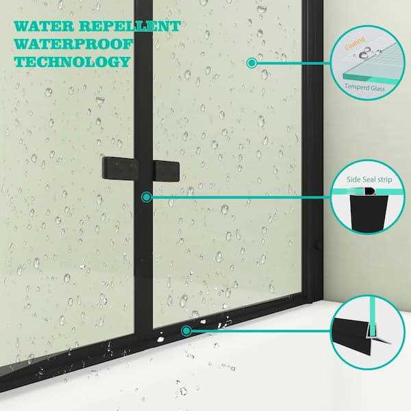 Hypertaire SD12-51-20 51 W x 59H Folding Tub Door Bathtub Screen with Clear Glass Finish - Image 5