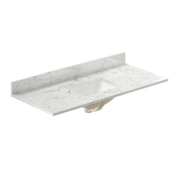 Dimakai 49 in. W x 22 in. D Engineered Stone Composite White Square Single Sink Bathroom Vanity Top Only in Carrara White - Image 3