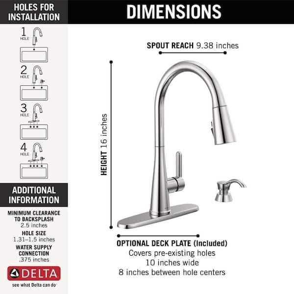 Delta Greydon Single Handle Pull-Down Kitchen Faucet with Soap Dispenser - Image 3