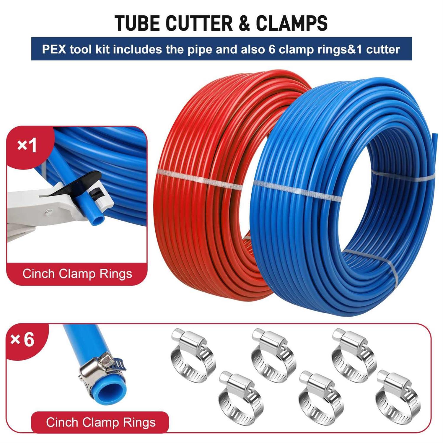 PEX Pipe 1/2 Inch 100ft 2 Rolls PEX Tubing EVOH PEX-B Pipe Non Oxygen Barrier Durable Leakage-Proof Flexible for Residential Water Lines in Homes - Image 5
