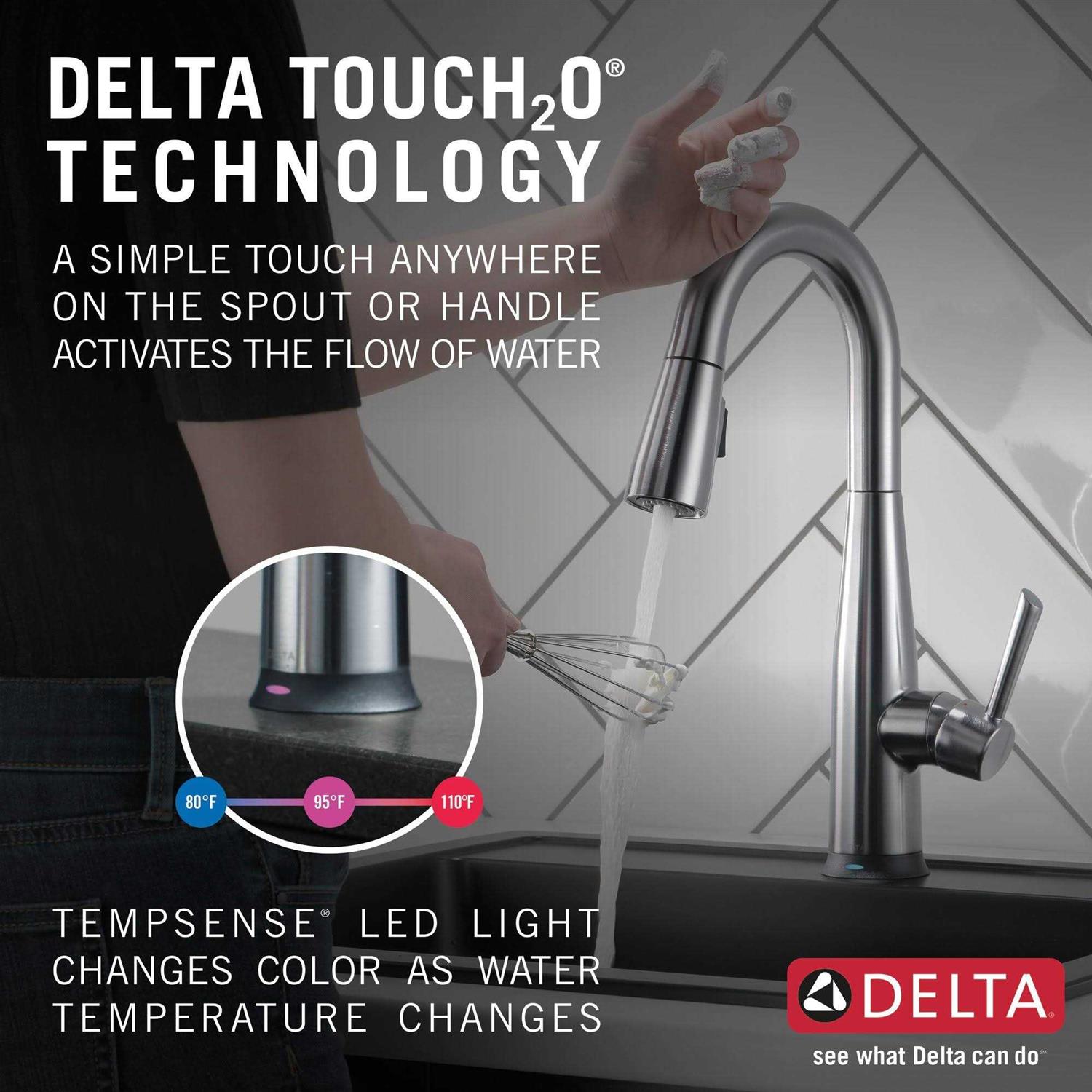 Delta Essa Single Handle Pull-Down Bar / Prep Faucet with Touch2O Technology - Image 4