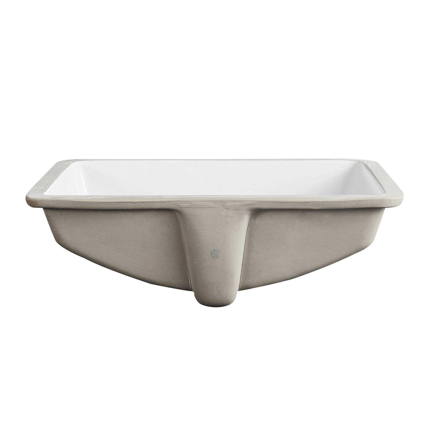 DeerValley DV-1U101 Glazed Ceramic Rectangular Undermount Bathroom Sink with Overflow - Image 5
