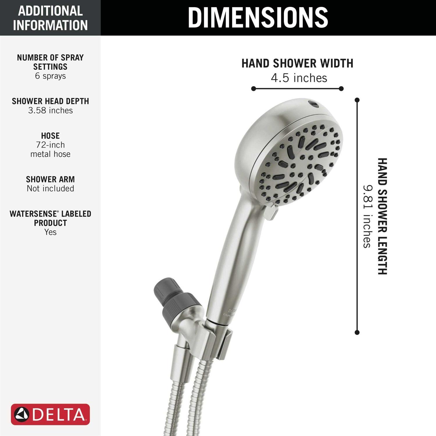 Delta Universal Showering 6-Setting Hand Shower with Cleaning Spray - Image 3