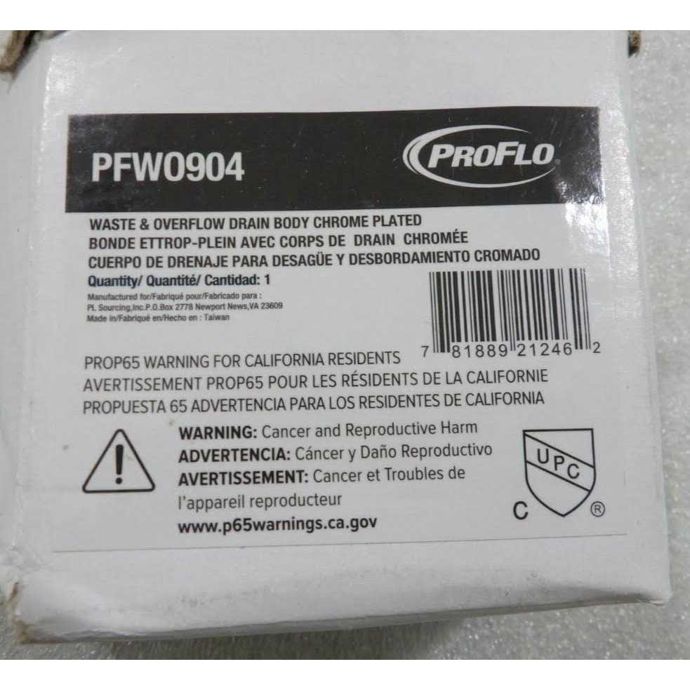 PROFLO PFWO904 Waste and Overflow Drain Body and Gasket Only Chrome - Image 5