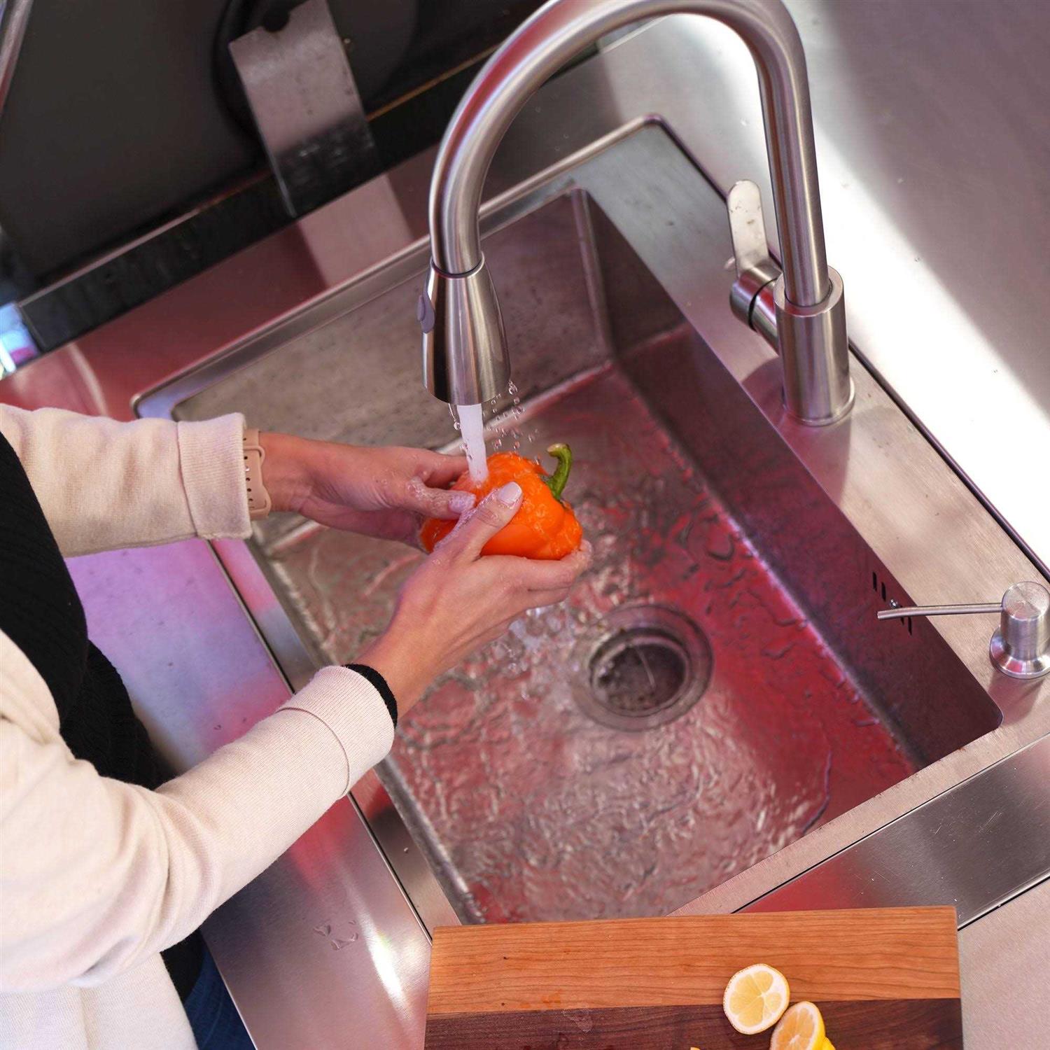 Blue Sky Outdoor Living 17.6 in. Stainless Steel Outdoor Kitchen Sink with Drainer and Stopper Set - Image 4