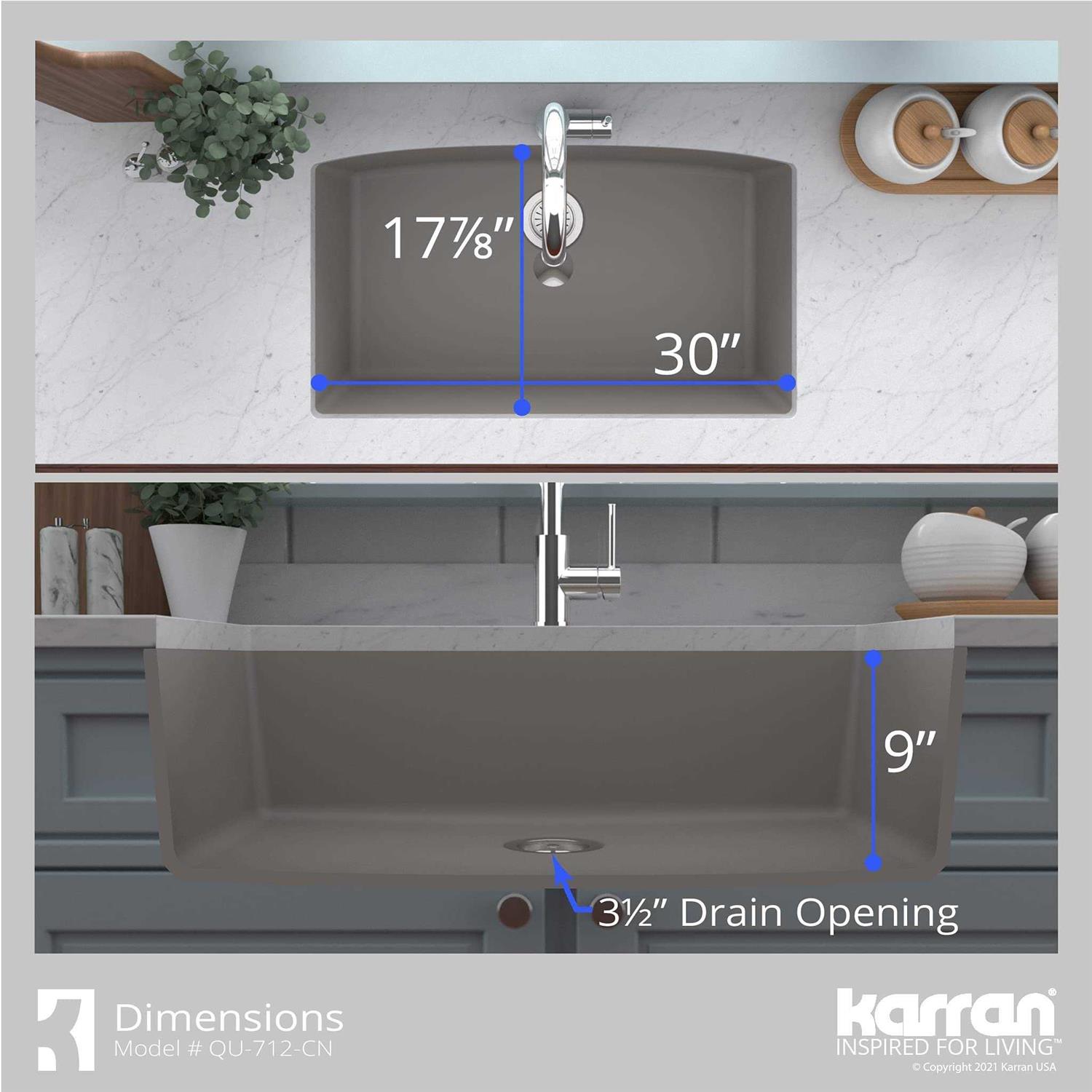 Karran Undermount Quartz Composite 32 in. Single Bowl Kitchen Sink - Image 5