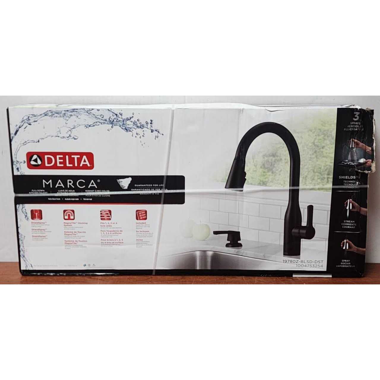 Delta Marca One Handle Matte Black Pull-Down Kitchen Faucet - Image 4