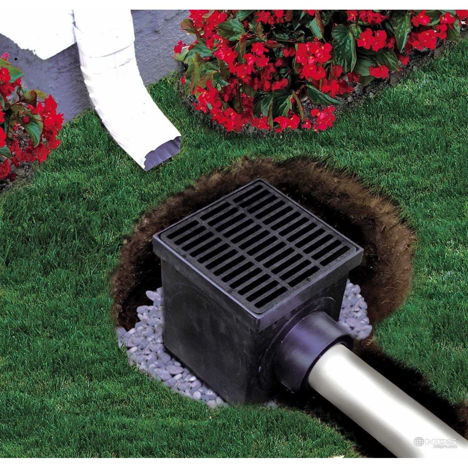 NDS 900BKITRTL1PK Square Kit with 2-Opening Catch Basin, 2 Adapters, 1 Outlet Plug, and 1 Plastic Drain Grate - Image 3