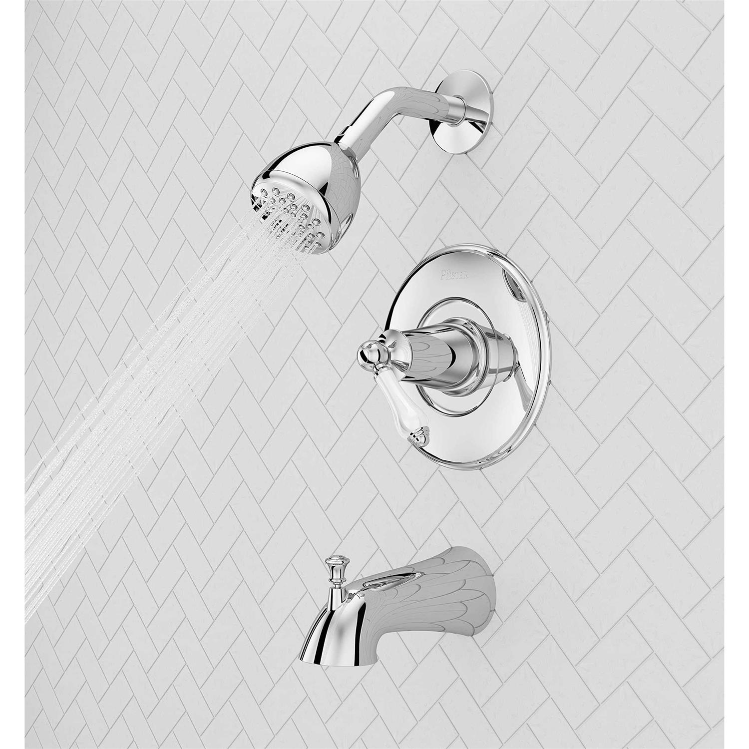 Pfister Courant Single-Handle 1-Spray Tub and Shower Faucet with White Ceramic Lever Handle - Image 3