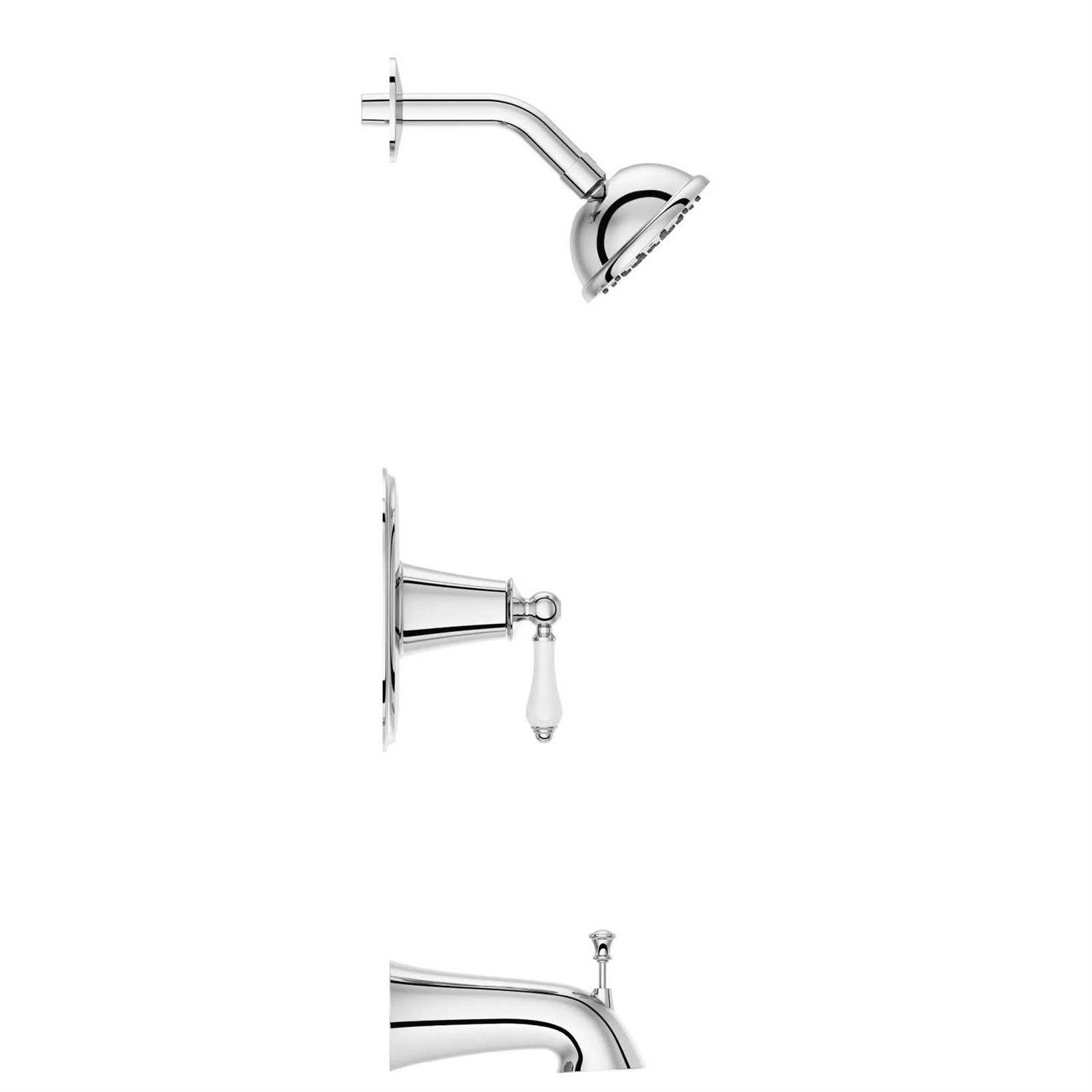 Pfister Courant Single-Handle 1-Spray Tub and Shower Faucet with White Ceramic Lever Handle - Image 5