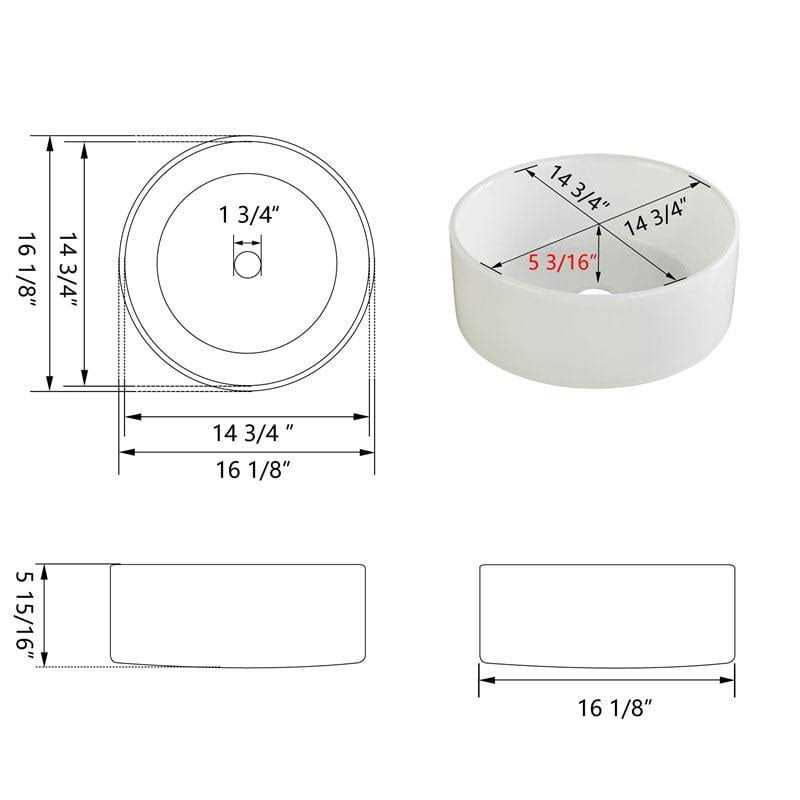 DeerValley DV-1V063 Symmetry White Ceramic Circular Vessel Bathroom Sink - Image 5