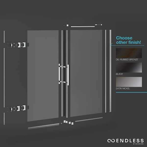Ove Decors TP01A0300 Endless Tampa-Pro 55 1/8 Inch Buttress Alcove Frameless Shower Door - Image 4