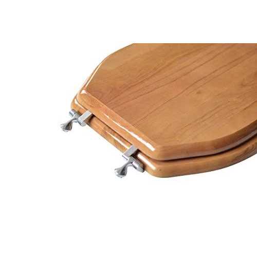 Plumbing Technologies Designer Solid Elongated Oak Wood Toilet Seat Hinges 5F1E2 - Image 5