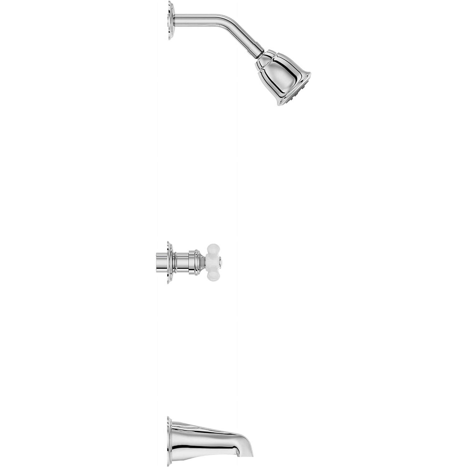Pfister LG01-8CPC 3-Handle Tub & Shower Faucet with Porcelain Cross Handles Polished Chrome - Image 4
