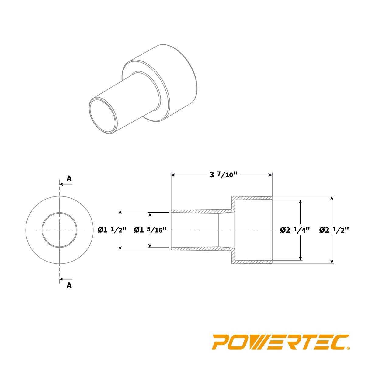 POWERTEC 70138 2-1/2-Inch to 1-1/2-Inch Reducer - Image 5